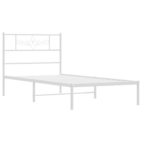 vidaXL Cadre de lit m&eacute;tal sans matelas et t&ecirc;te de lit blanc 100x200 cm