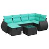 vidaXL Salon de jardin 7 pcs avec coussins noir r&eacute;sine tress&eacute;e
