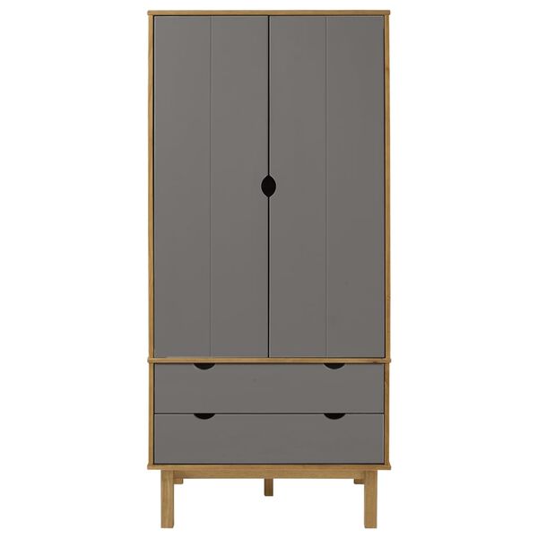 vidaXL Garde-robe OTTA Marron et gris 76,5x53x172 cm Bois massif pin
