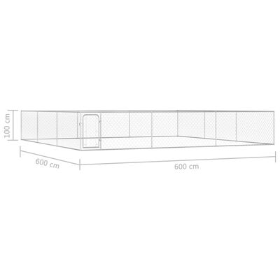 vidaXL Chenil extérieur pour chiens Acier galvanisé 6x6x1 m