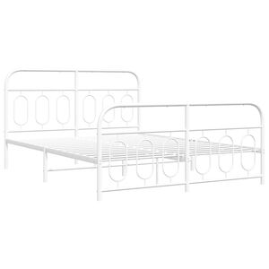 vidaXL Cadre de lit m&eacute;tal sans matelas et pied de lit blanc 150x200 cm