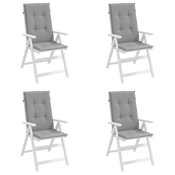 vidaXL Coussins de chaise de jardin à dossier haut lot de 4 gris tissu