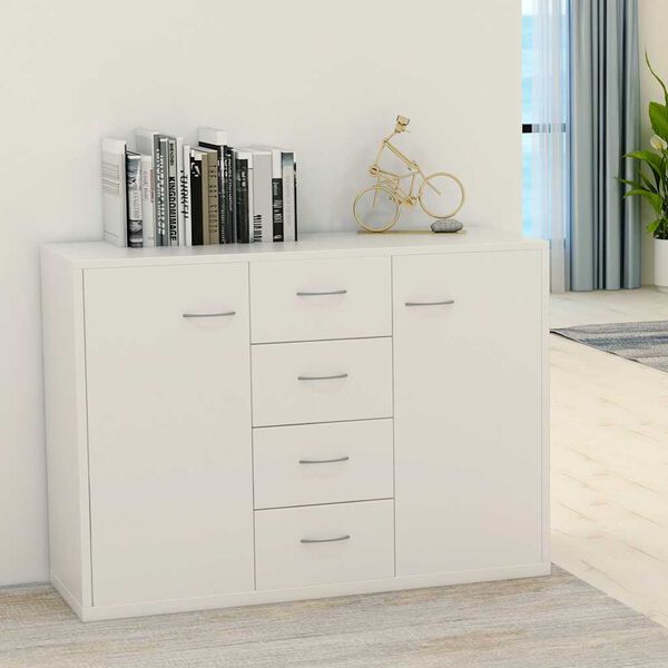 vidaXL Buffet Blanc 88x30x65 cm Bois d'ing&eacute;nierie