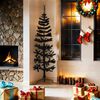 vidaXL Demi sapin de No&euml;l artificiel mince avec support Noir 180 cm