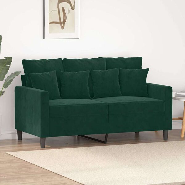 vidaXL Canap&eacute; &agrave; 2 places Vert fonc&eacute; 120 cm Velours