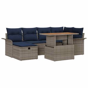 vidaXL Ensemble de canapé de jardin avec coussin 7 pcs Gris Poly rotin