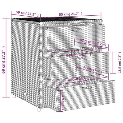 vidaXL Armoire de rangement de jardin beige 55x59x69 cm résine tressée