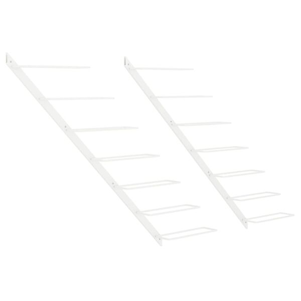 vidaXL Casier &agrave; vin mural pour 7 bouteilles 2 pcs Blanc M&eacute;tal