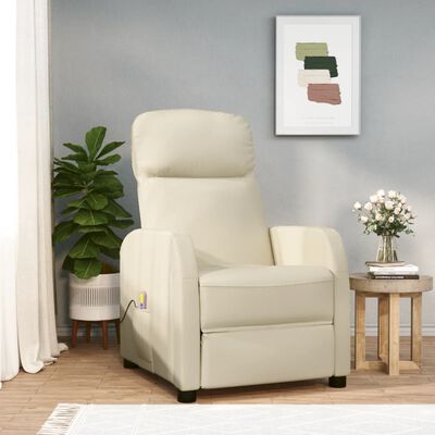 vidaXL Fauteuil de massage blanc crème similicuir