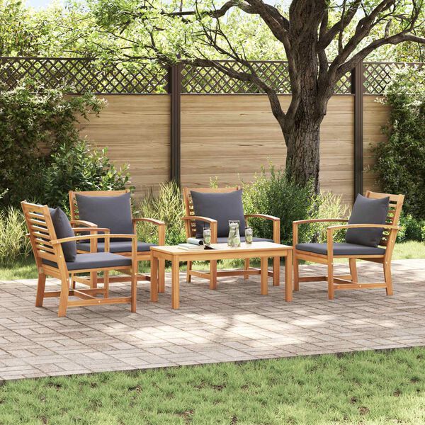vidaXL Ensemble de canap&eacute; de jardin 5 pcs Naturel Bois de teck massif