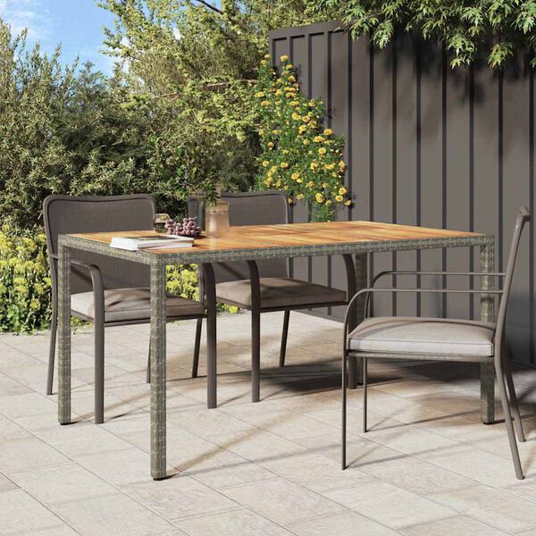 vidaXL Table de Jardin Gris 150 x 90 x 75 cm polyrotin