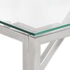 vidaXL Table console argenté acier inoxydable et verre trempé