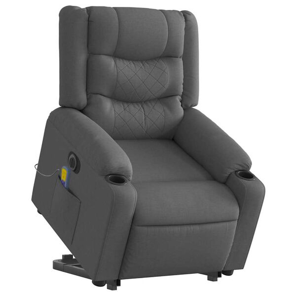 vidaXL Fauteuil inclinable de massage électrique gris foncé tissu