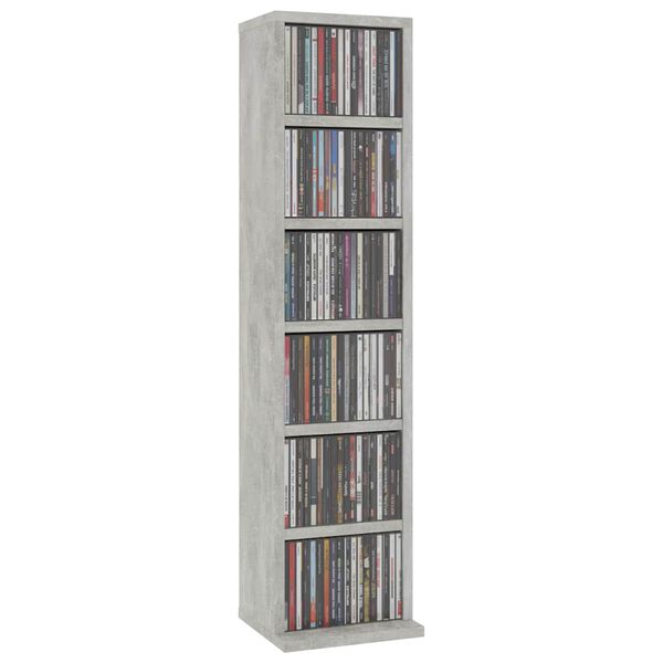 vidaXL Armoire &agrave; CD Gris b&eacute;ton 21x20x88 cm Bois d'ing&eacute;nierie