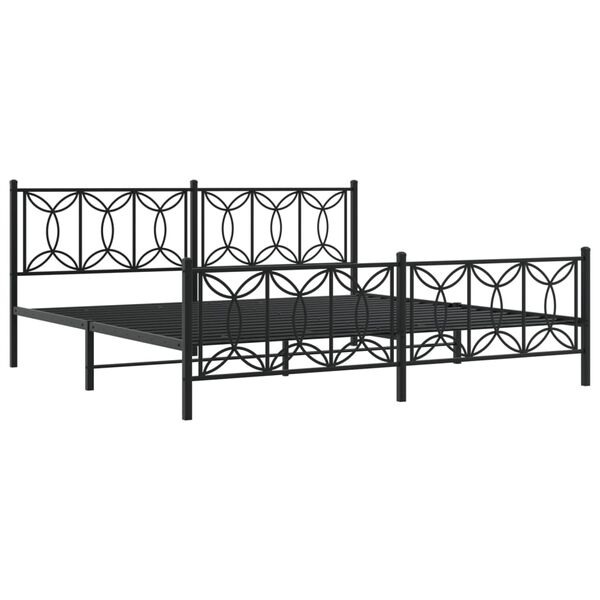 vidaXL Cadre de lit métal sans matelas avec pied de lit noir 193x203cm