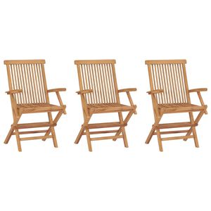 vidaXL Chaises de jardin pliables lot de 3 Bois de teck massif