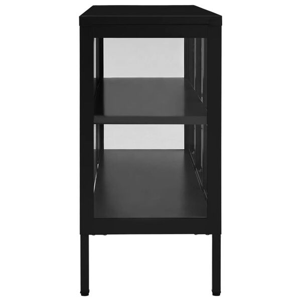 vidaXL Buffet Noir 105x35x70 cm Acier et verre