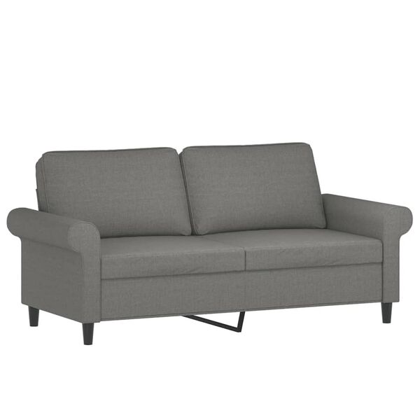 vidaXL Canap&eacute; 2 places et oreillers et coussins Gris fonc&eacute; 140cm Tissu