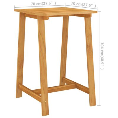 vidaXL Table de bar de jardin 70x70x104 cm Bois d'acacia massif