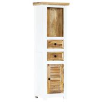 vidaXL Buffet Blanc et marron 40x30x128cm Bois de manguier solide brut