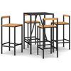 vidaXL Ensemble de bar jardin 5 pcs noir poly rotin/bois massif acacia