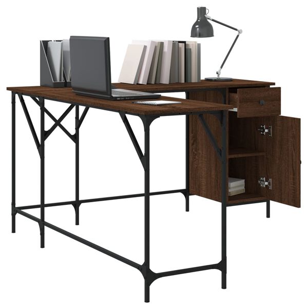 vidaXL Bureau chêne marron 141x141x75 cm bois d'ingénierie