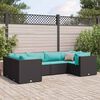 vidaXL Salon de jardin 6 pcs avec coussins Noir R&eacute;sine tress&eacute;e