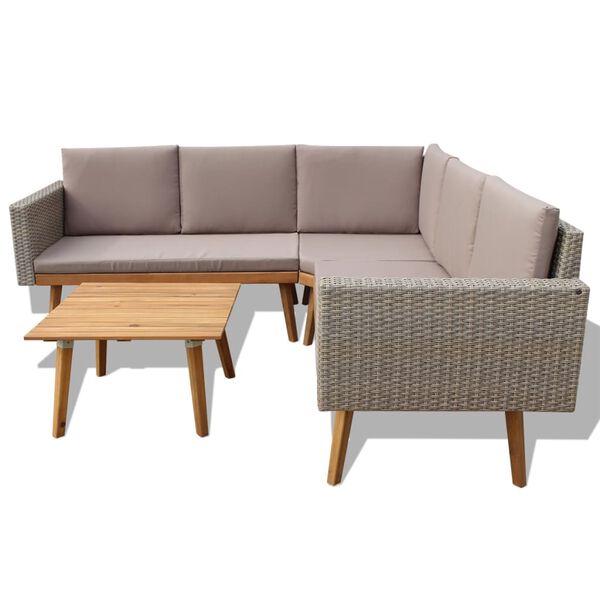 vidaXL Salon de jardin 4 pcs avec coussins R&eacute;sine tress&eacute;e Gris