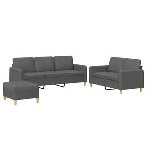 vidaXL Ensemble de canap&eacute;s 3 pcs avec coussins Gris fonc&eacute; Tissu