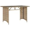 vidaXL Table de jardin avec dessus en verre beige 110x68x70 cm rotin