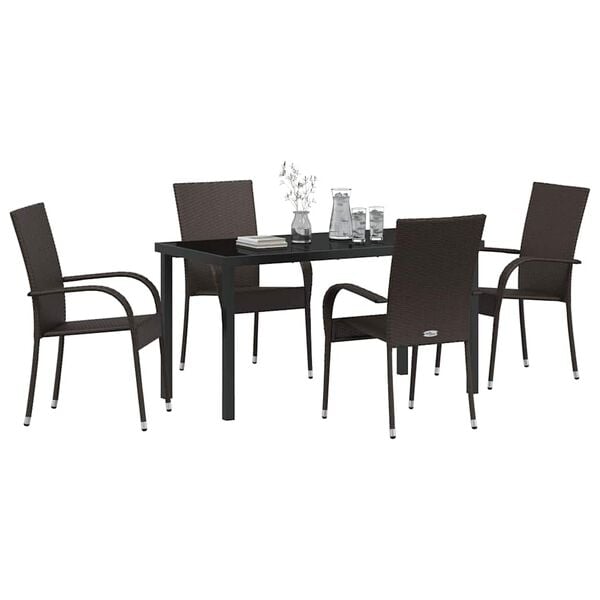 vidaXL Ensemble de salle &agrave; manger pour jardin 5 pcs Marron