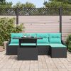 vidaXL Ensemble de canap&eacute; de jardin 6 pcs Noir et turquoise