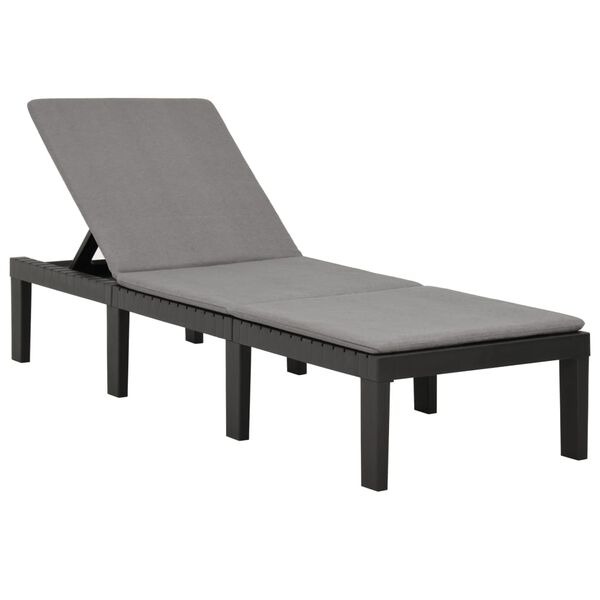 vidaXL Chaise longue avec coussin Plastique Anthracite