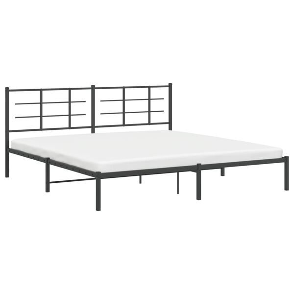 vidaXL Cadre de lit m&eacute;tal sans matelas avec t&ecirc;te de lit noir 193x203cm