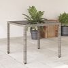 vidaXL Table de jardin dessus en verre Gris 90x90x75 cm R&eacute;sine tress&eacute;e