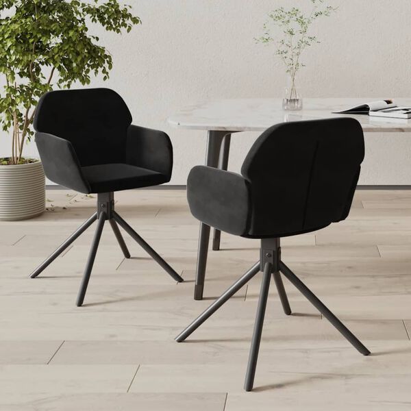 vidaXL Chaises pivotantes &agrave; manger lot de 2 Noir Velours