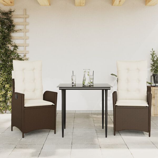 vidaXL Ensemble &agrave; manger de jardin 5 pcs et coussins marron poly rotin