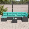 vidaXL Ensemble de Canap&eacute;s avec coussin Noir et turquoise polyrotin