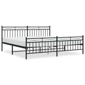 vidaXL Cadre de lit métal sans matelas avec pied de lit noir 193x203cm