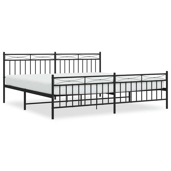 vidaXL Cadre de lit métal sans matelas avec pied de lit noir 193x203cm