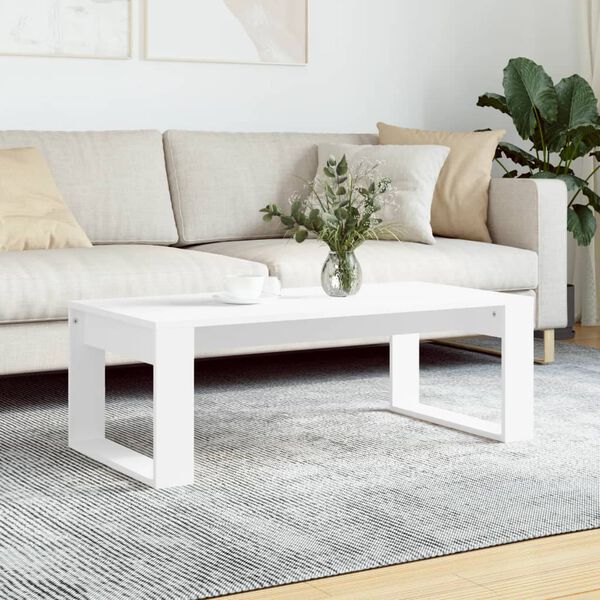 vidaXL Table basse blanc 102x50x35 cm bois d'ing&eacute;nierie