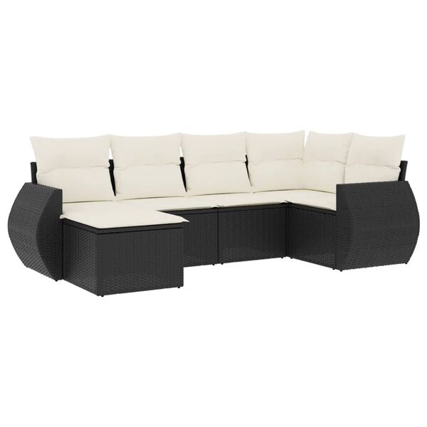 vidaXL Salon de jardin 6 pcs avec coussins noir r&eacute;sine tress&eacute;e
