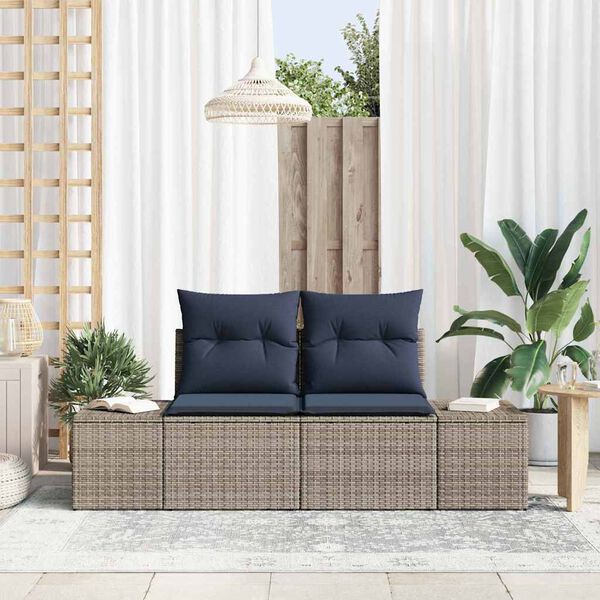 vidaXL Canap&eacute; de jardin avec coussin 184 x 62 x 69 cm polyrotin