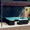 vidaXL Salon de jardin 13 pcs avec coussins Noir R&eacute;sine tress&eacute;e