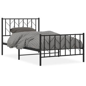 vidaXL Cadre de lit métal sans matelas et pied de lit noir 100x200 cm