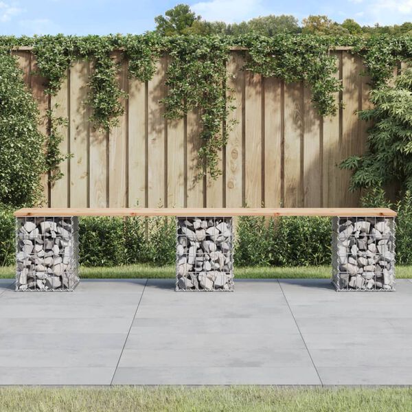 vidaXL Banc de jardin design de gabion 203x31x42 cm bois massif de pin