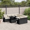 vidaXL Salon de jardin 9 pcs avec coussins noir r&eacute;sine tress&eacute;e