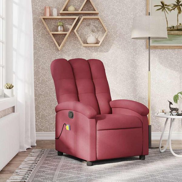 vidaXL Fauteuil de massage inclinable rouge bordeaux tissu