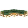 vidaXL Salon de jardin 9 pcs avec coussins vert bois massif