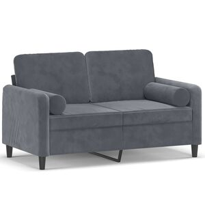vidaXL Canap&eacute; 2 places avec oreillers gris fonc&eacute; 120 cm velours